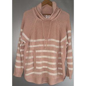 St Johns Bay Active Sz Petite 2XL Pullover Sweater Mauve Cowl Neck Striped